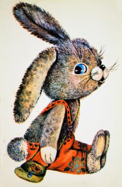 SSCB - 1978 yaklaşık: antika kartpostal çoğaltılması tavşan, 1978 yaklaşık gösterir