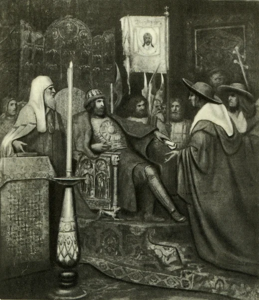 Alexander nevsky Papalık elçileri kabul — Stok fotoğraf