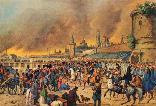 Een onbekende Oostenrijkse kunstenaar - Moskou brand in 1812 — Stockfoto