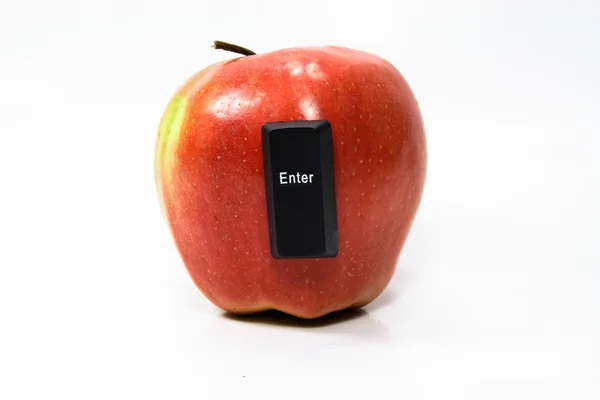 苹果与"输入"按钮 — 图库照片