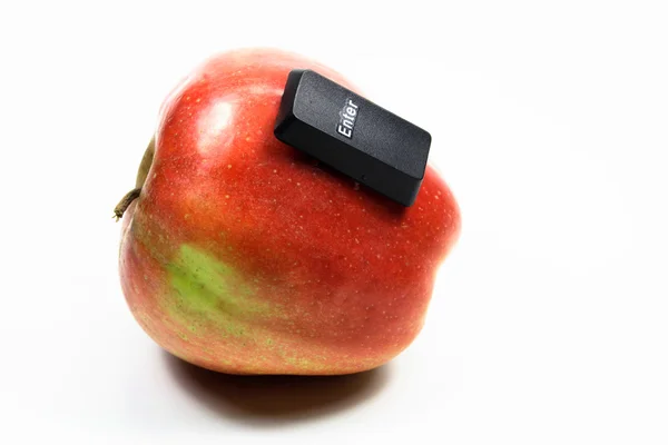 Apple con pulsante "Invio" — Foto Stock