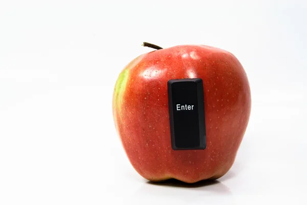苹果与"输入"按钮 — 图库照片