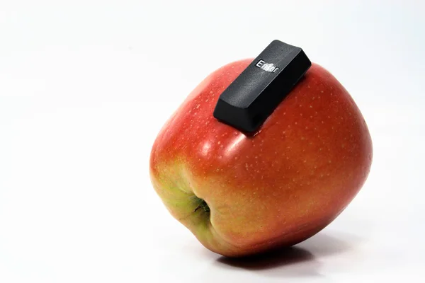 Apple con pulsante "Invio" — Foto Stock