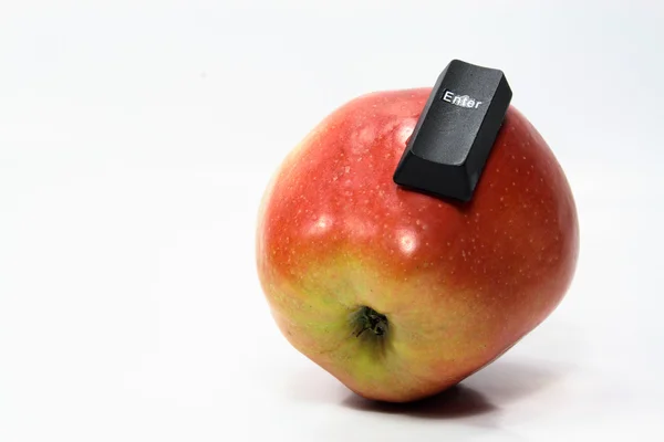 Manzana con botón "Enter" —  Fotos de Stock