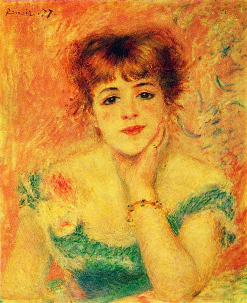 Auguste renoir - porträtt av skådespelerskan jeanne samary. studie. — Stockfoto