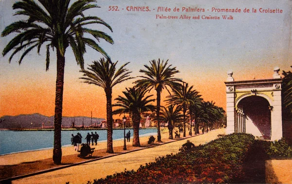 Cannes carte postale vue coucher de soleil — Photo