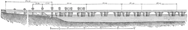 Maksau でライン上の浮体橋 — ストック写真