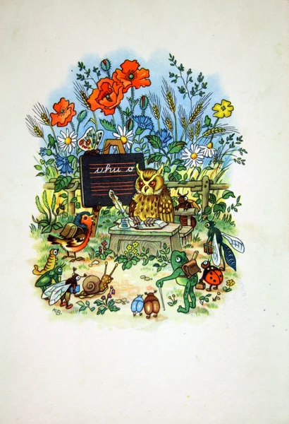 École forestière, carte postale antique — Photo
