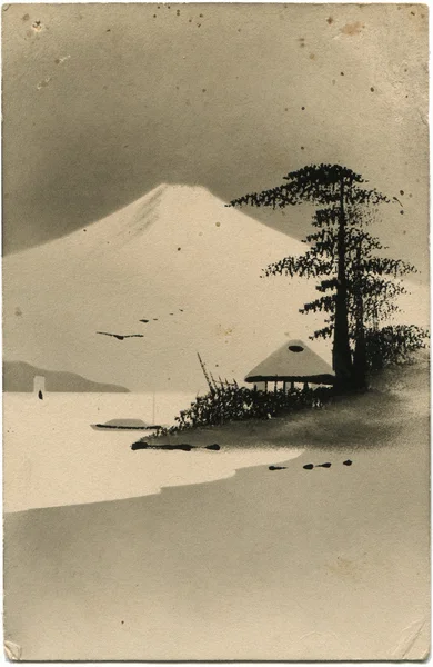 Зимовий пейзаж з Фудзі — стокове фото