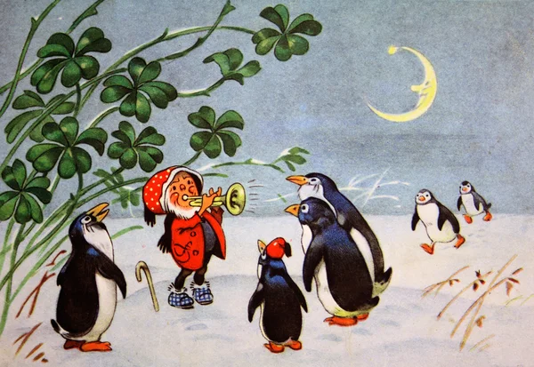 Ghosn ha pinguini sul corno — Foto Stock