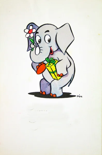 Elefante com presentes — Fotografia de Stock