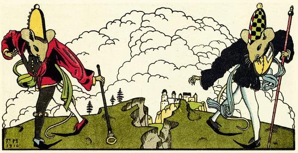 Dansing ratos, Gregory Narbut ilustração do conto Vasily Zhukovsky — Fotografia de Stock
