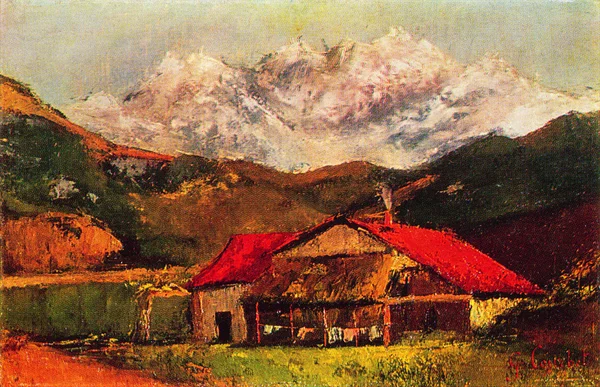 Gustave courbet - een hut in de bergen — Stockfoto