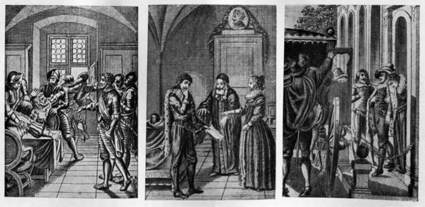 Geschichte des Dreißigjährigen Krieges, Drucke von Zeichnungen hodovetskiy, — Stockfoto