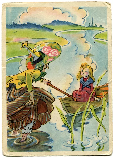 Ilustración Nicka Golz al cuento de Hans Christian Andersen La Reina de las Nieves. 1958. — Foto de Stock