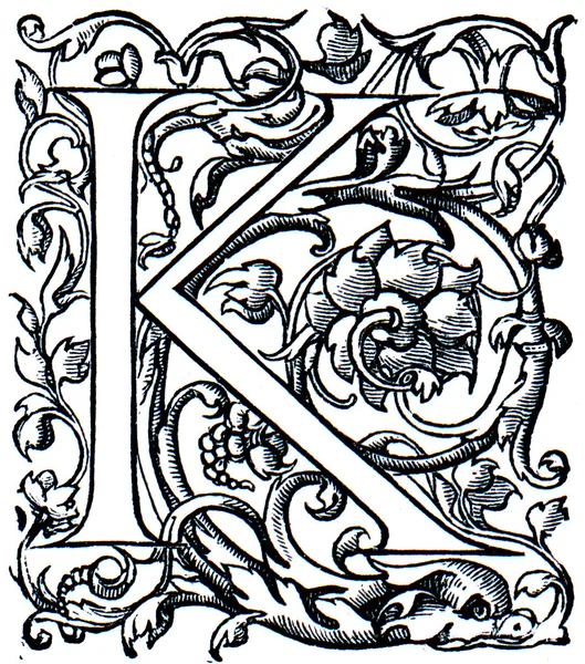 Initial K, late 16 th century — Stock Photo, Image