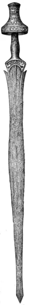 Demir kılıç kulplu, Fildişi, halstatt türbesi, Avusturya — Stok fotoğraf