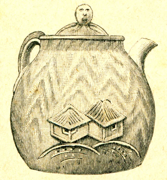 Japanese teapot baked clay — Stock Photo, Image