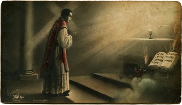 耶稣赐福天主教的神父 — 图库照片