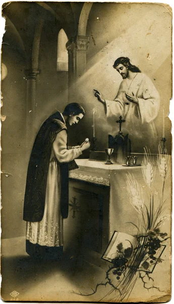 Ο Ιησούς ευλογεί ο καθολικός ιερέας — Φωτογραφία Αρχείου
