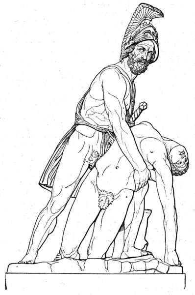 Menelaosz spártai király, a holttestet Patroklosz, szobor, Firenze, Ital — Stock Fotó