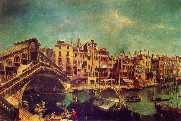 Michele Marieschi - El Puente de Rialto en Venecia —  Fotos de Stock