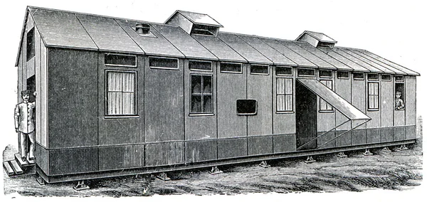 Military sanitation. Mobile hut Decker — Stock Photo, Image
