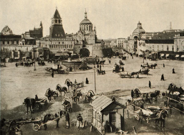 莫斯科，在 19 世纪的卢比扬卡广场 — 图库照片