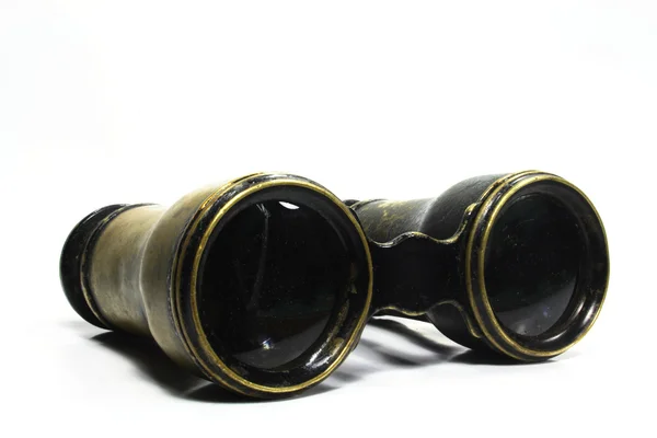 白色背景的古董双筒望远镜 — 图库照片