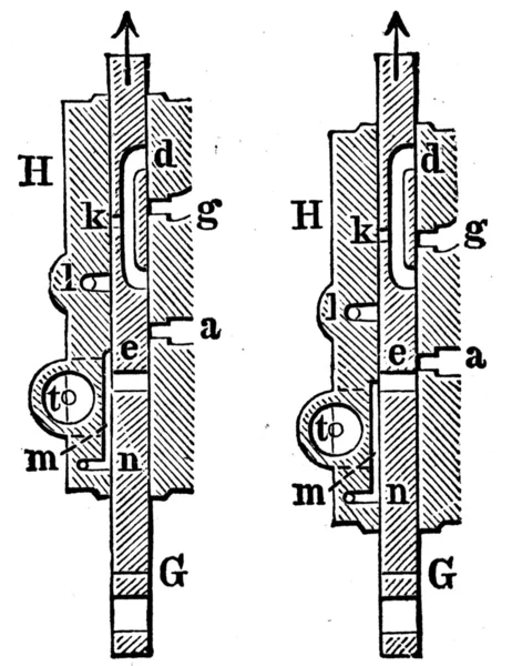 オットー ガスエンジン、スプールの水平断面図 — ストック写真