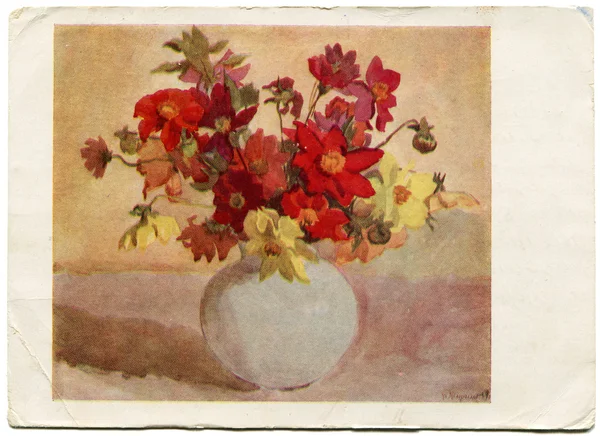 Malerin ksenia cupecio - Dahlien, 1960 — Stockfoto