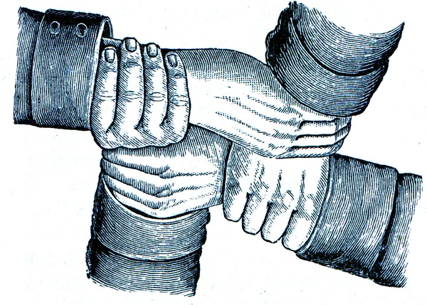 Militärische Hygiene. Position der Hände zum Tragen von Verwundeten — Stockfoto