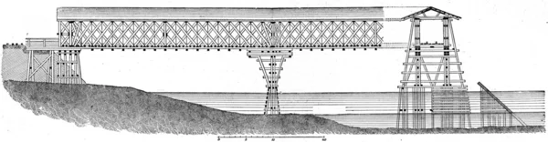 Projekt einer Holzbrücke — Stockfoto