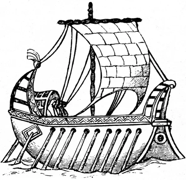 Velero-bote de remos del siglo IX — Foto de Stock