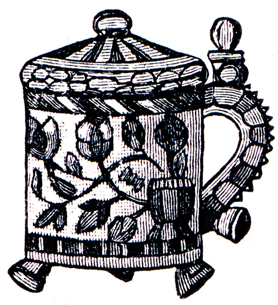 Scandinavian carved and decorated mug — Stock Photo, Image