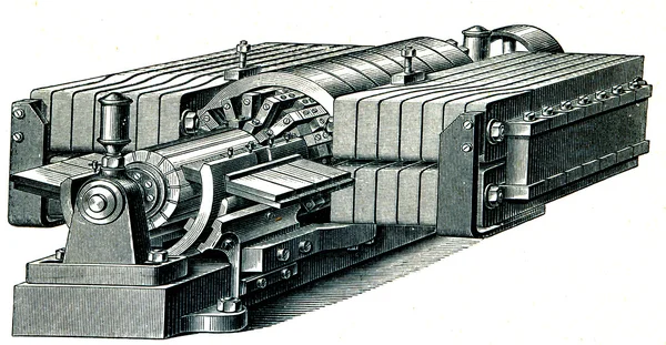 西门子发电机为电解精炼金属的 — 图库照片