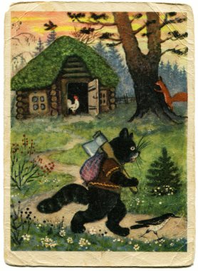 Artist Yuri Vasnetsov, an illustration of a fairy tale Cock - go clipart