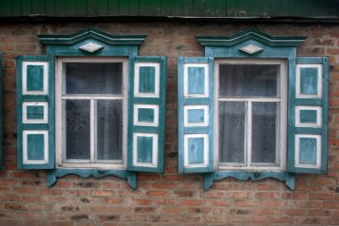 Old windows with shutters clipart