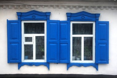 Old windows with shutters clipart