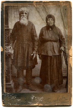 RUSSIA - CIRCA end of the XIX - the beginning of XX century: An antique photo shows peasant family, Kerch, the Russian Empire, Ukraine clipart