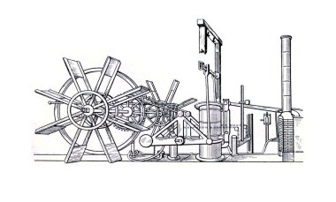 Engine of steamboat by Robert Fulton, Claremont clipart