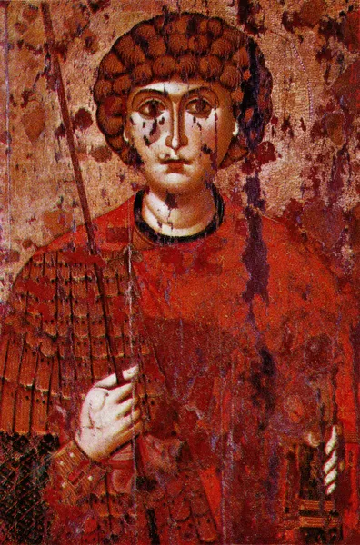 St george, en ikon av 1100-talet, illustration från "illustrerad historia av USSREN", Moskva, Sovjetunionen, 1977 — Stockfoto