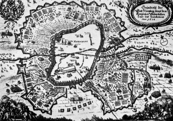 Camp suédois à Nuremberg d'après le livre Theatrum Europeum, 1638 — Photo