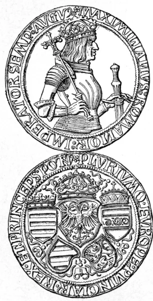 Thaler van het rijk van Maximiliaan 1, 1493-1519 — Stockfoto