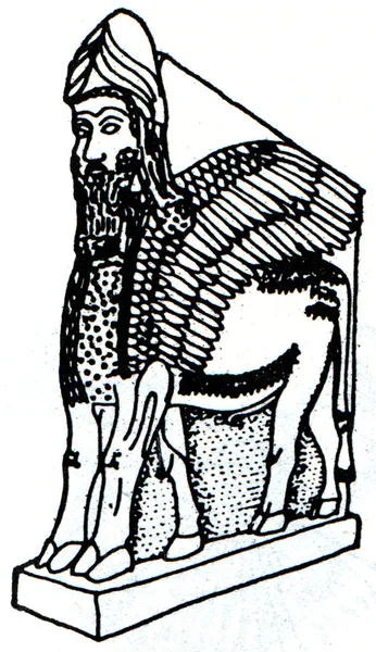 날개 달린된 남자-황소-Nimrud 궁전 경비, 앗 — 스톡 사진