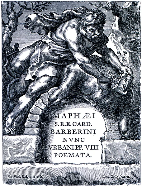 ガレの彫刻とウルバヌス 8 世の詩のタイトル ページ — ストック写真