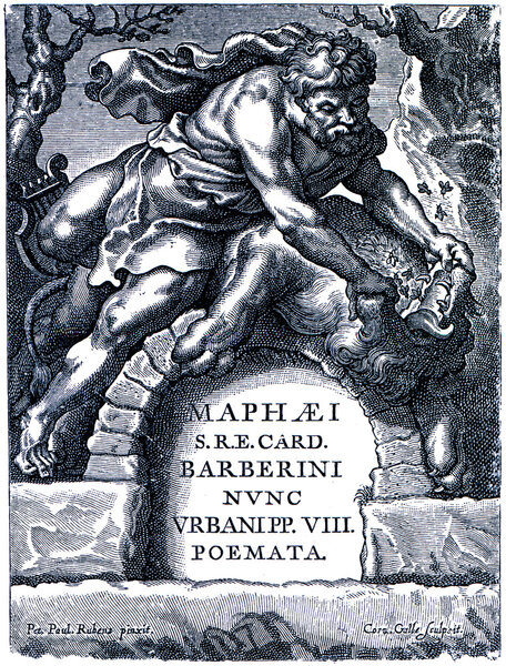 Title-page of the poems of Pope Urban VIII with engraving Galle