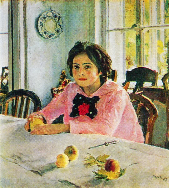 Valentin serov - flickan med persikor, 1887 — Stockfoto