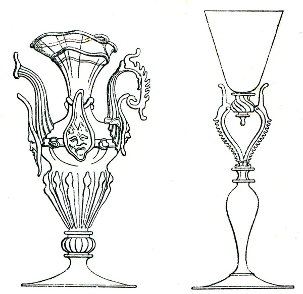Venetian cups winged, 16th century — Stock Photo, Image