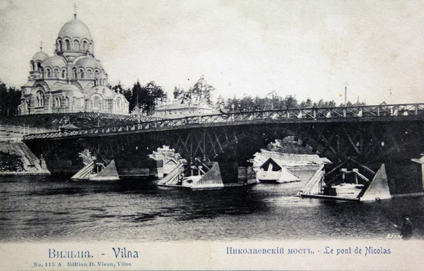 Vilna. Nyikolajevszki híd Vintage — Stock Fotó